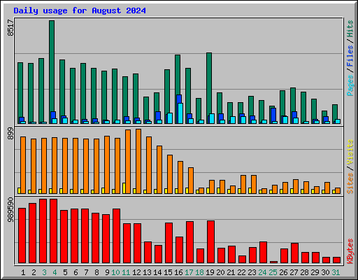 Daily usage for August 2024