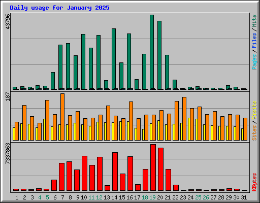 Daily usage for January 2025