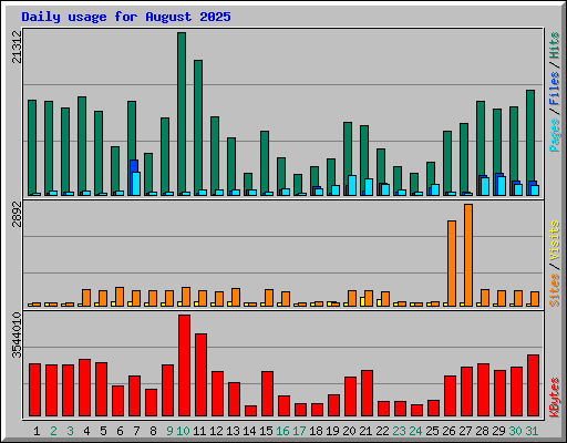 Daily usage for August 2025