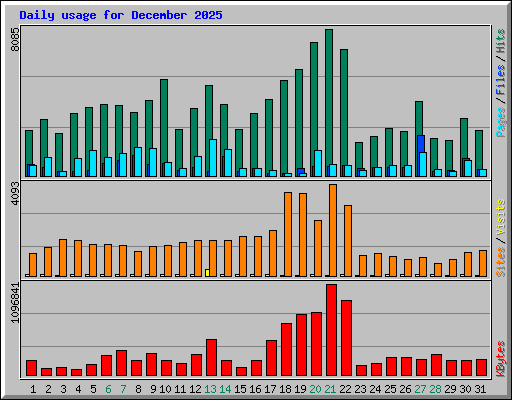 Daily usage for December 2025